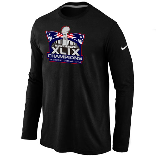 New England Patriots Majestic Black Super Bowl XLIX Champion Mark Long Sleeve T-Shirts