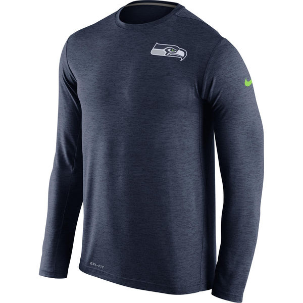 Seattle Seahawks Navy Dri-Fit Touch Long Sleeve Performance T-Shirt