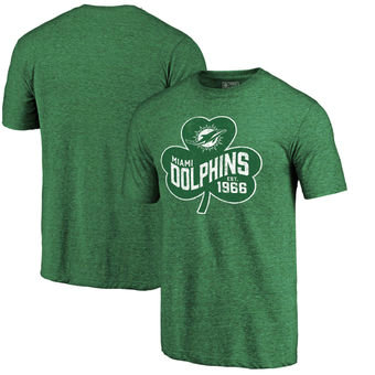 Miami Dolphins Pro Line by Fanatics Branded St. Patrick's Day Paddy's Pride Tri-Blend T-Shirt - Kell