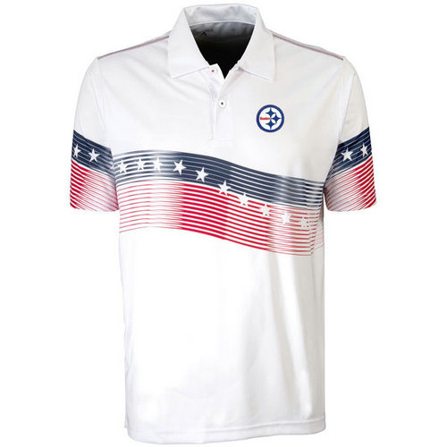 Pittsburgh Steelers White Antigua Patriot Polo