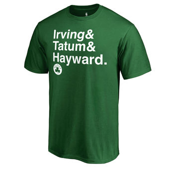 Boston Celtics Kyrie Irving, Jayson Tatum & Gordon Hayward Fanatics Branded Green Trio T-Shirt