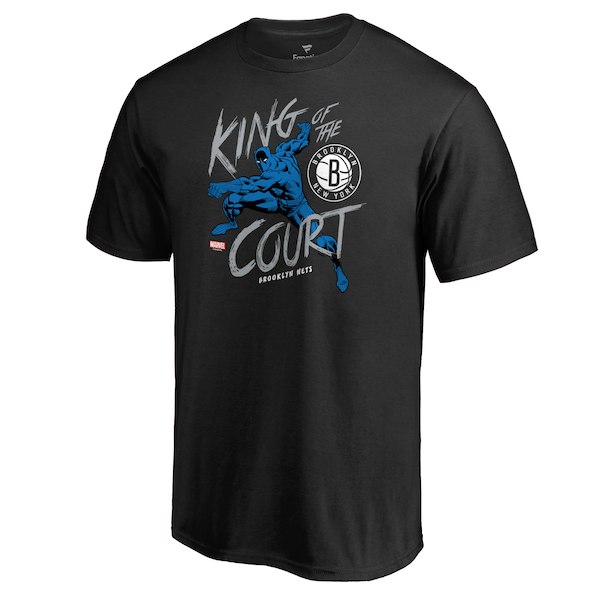 Brooklyn Nets Fanatics Branded Black Marvel Black Panther King of the Court T-Shirt