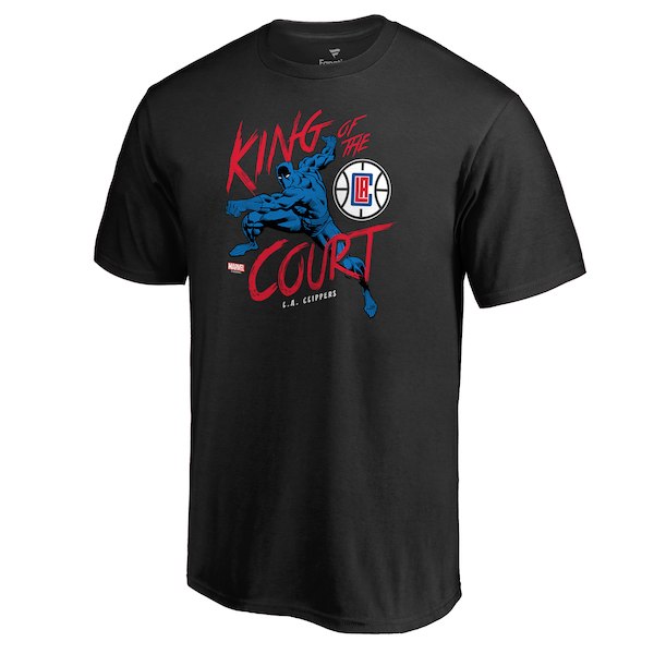 LA Clippers Fanatics Branded Black Marvel Black Panther King of the Court T-Shirt