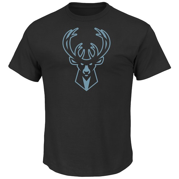 Milwaukee Bucks Majestic Black Tek Patch Reflective T-Shirt