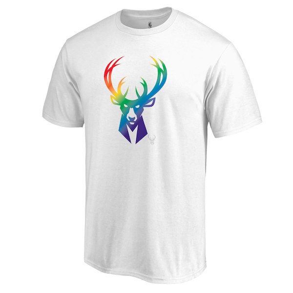 Milwaukee Bucks White Fanatics Branded Team Pride V-Neck T-Shirt