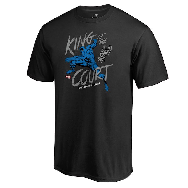 San Antonio Spurs Fanatics Branded Black Marvel Black Panther King of the Court T-Shirt