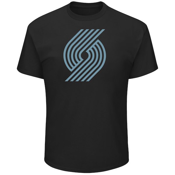 Portland Trail Blazers Majestic Black Tek Patch Reflective T-Shirt