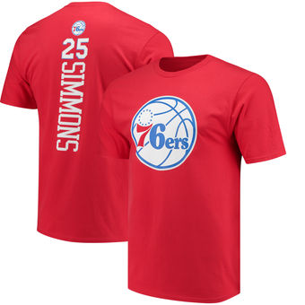 Philadelphia 76ers 25 Ben Simmons Fanatics Branded Red Backer Name & Number T-Shirt